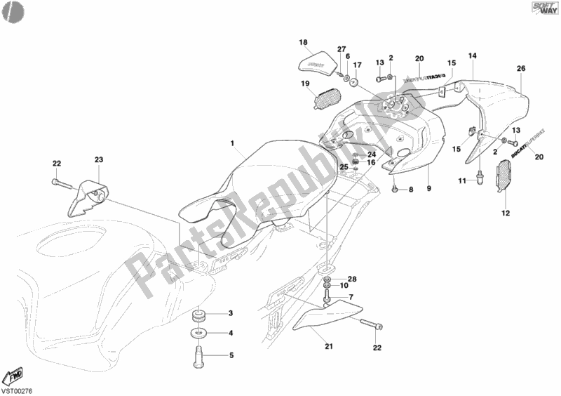 All parts for the Seat Monoposto of the Ducati Superbike 749 S 2006